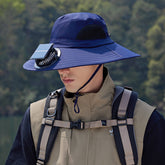 Outdoor Fishing Sun Protection Waterproof Quick-Dry Solar-Powered Fan Hatat