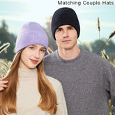 Autumn Winter Thickened Warm Knitted Beanie, Unisex Earflap Hat with Embossed Solid Design