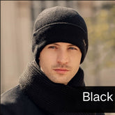 Winter Wool Knit Beanie Without Brim, Outdoor Warm Hat with Ear Flaps