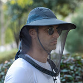 Fishing Hat Sun Protection Hat Mosquito Head Net for Outdoors Bucket Hat with Hidden Net Mesh