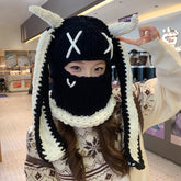 Cute Knitted Pullover Hat with Bunny Ears – Fashionable Adult Winter Beanie, Sweet & Cool Street Style
