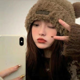Cute Bear Ear Plush Hat – Cozy, Face-Flattering, Ear-Protection