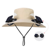Solar Fan Hat for Outdoor Use – Wide Brim, UV Protection, No-Collapse Design for Hiking & Fishing