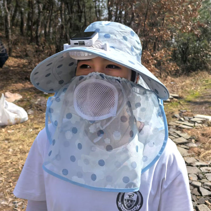 Outdoor Sun Protection Face Shield Solar Fan Hat