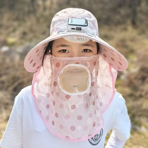 Outdoor Sun Protection Face Shield Solar Fan Hat