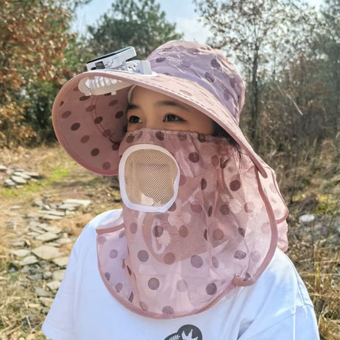 Outdoor Sun Protection Face Shield Solar Fan Hat