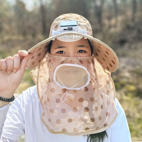 Outdoor Sun Protection Face Shield Solar Fan Hat