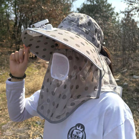 Outdoor Sun Protection Face Shield Solar Fan Hat