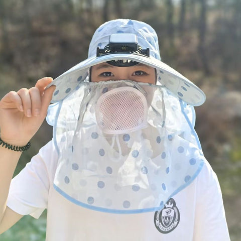 Outdoor Sun Protection Face Shield Solar Fan Hat