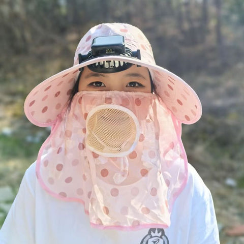 Outdoor Sun Protection Face Shield Solar Fan Hat