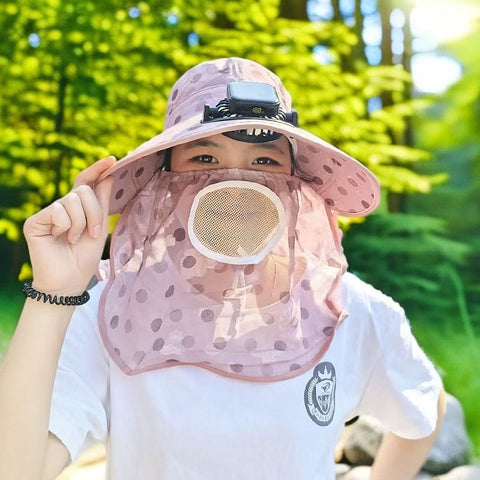Outdoor Sun Protection Face Shield Solar Fan Hat