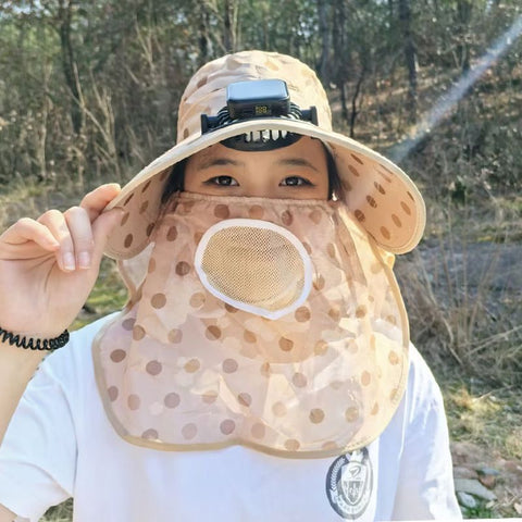 Outdoor Sun Protection Face Shield Solar Fan Hat