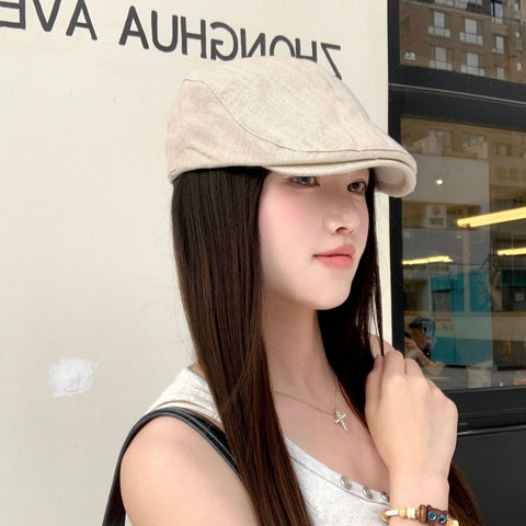 Retro Cotton-Linen Duckbill Cap for all-season