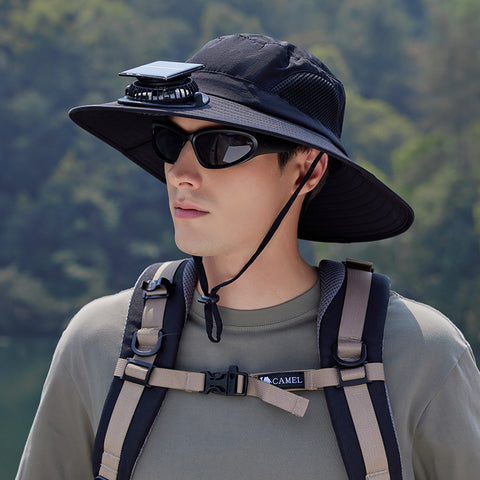 Outdoor Fishing Sun Protection Waterproof Quick-Dry Solar-Powered Fan Hatat