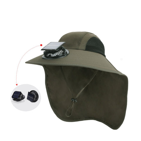 Sunshade & UV Protection Outdoor Wide-Brim Fisherman Hat with Neck Flap for Hiking and Travel