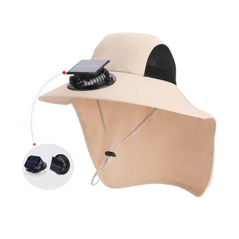 Sunshade & UV Protection Outdoor Wide-Brim Fisherman Hat with Neck Flap for Hiking and Travel