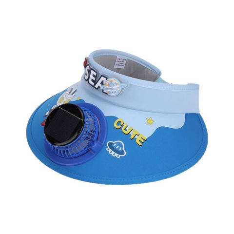 Children's Cooling Sun Visor Hat with Solar Fan – Rechargeable & UV Protection