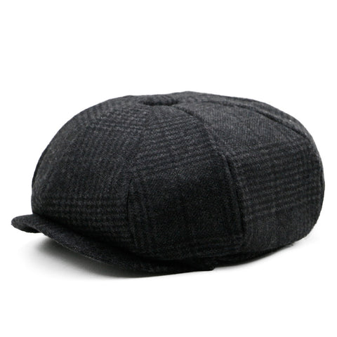 Autumn Winter Men’s Newsboy Cap – Vintage Plaid 8-Panel Hat, Beret Flat Cap, Painter Cap for Middle-Aged and Elderly