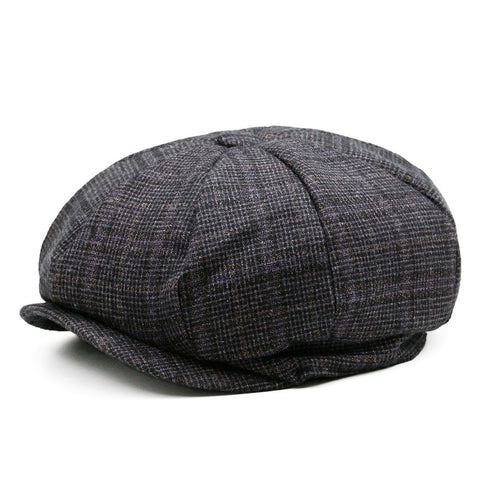 Autumn Winter Men’s Newsboy Cap – Vintage Plaid 8-Panel Hat, Beret Flat Cap, Painter Cap for Middle-Aged and Elderly