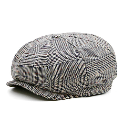 Autumn Winter Men’s Newsboy Cap – Vintage Plaid 8-Panel Hat, Beret Flat Cap, Painter Cap for Middle-Aged and Elderly