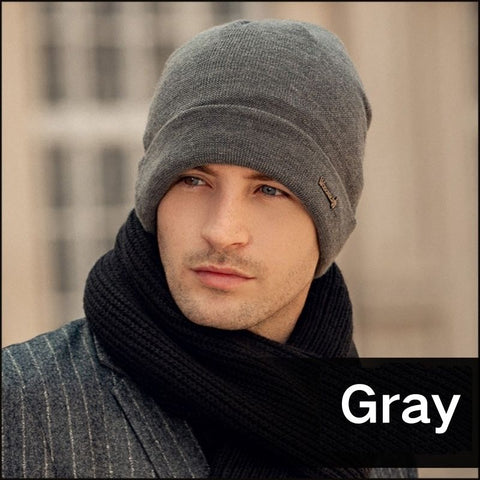 Winter Wool Knit Beanie Without Brim, Outdoor Warm Hat with Ear Flaps