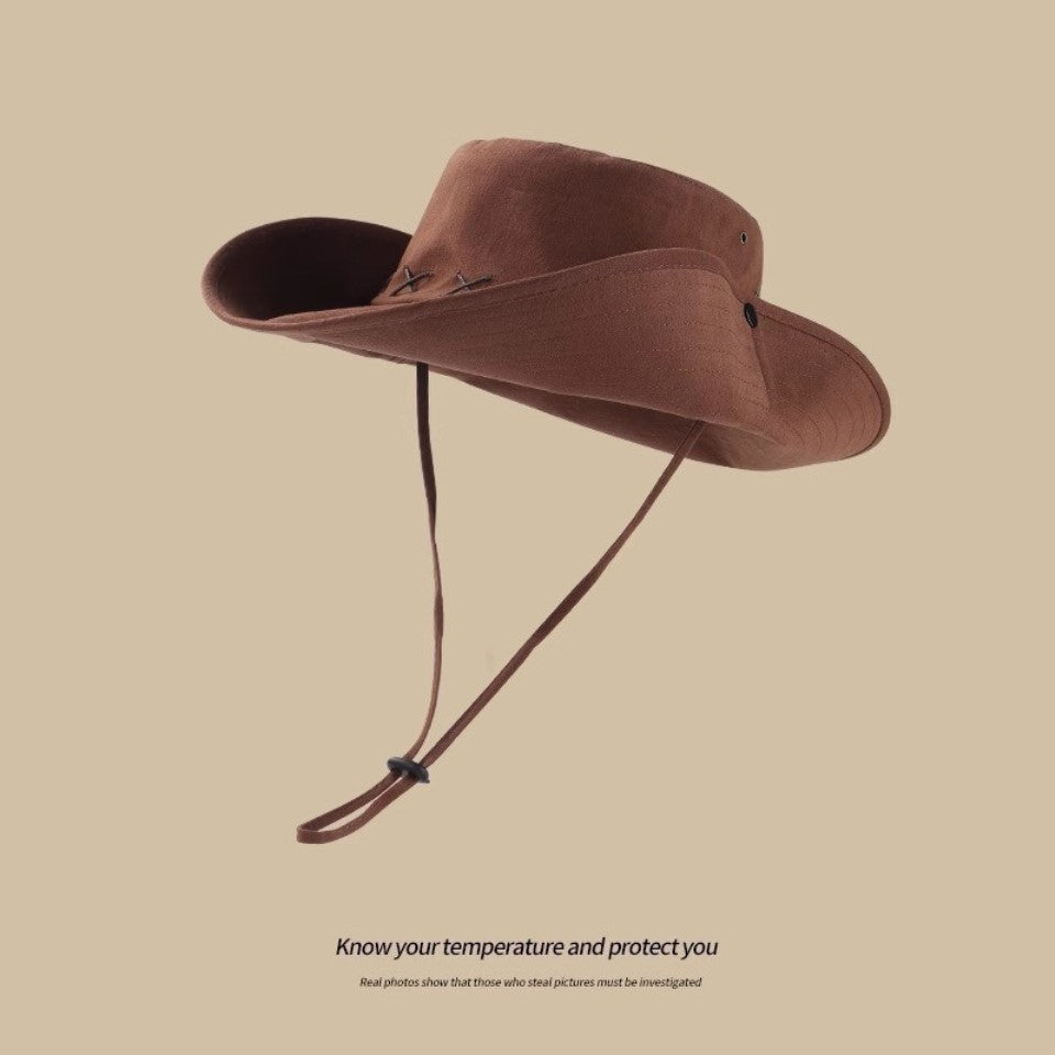 Wide Brim Western Cowgirl Hat with Wind Strap – Felt Soft Wool Cowboy Hat for Women