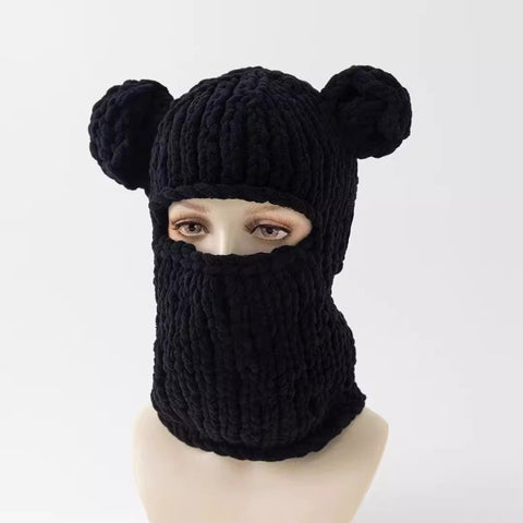 Handmade Knitted Hat, Cute Long-Ear Hat, Funny Devil Beanie, Autumn Winter Warm Head Cover