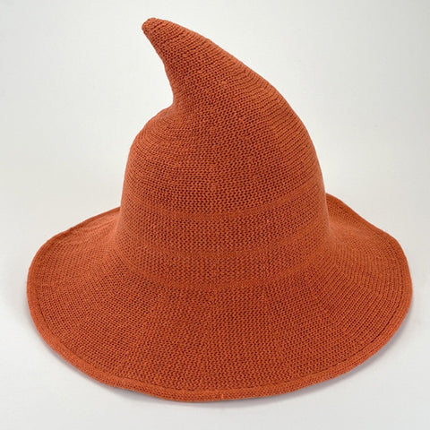 Halloween Wool Witch Hat, Pointed Wide Brim Knitted Wizard Cosplay Party Hat