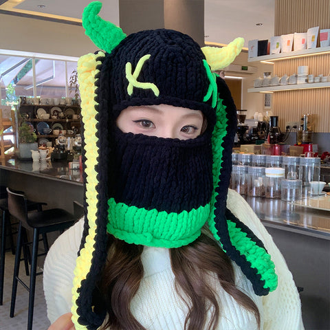Cute Knitted Pullover Hat with Bunny Ears – Fashionable Adult Winter Beanie, Sweet & Cool Street Style