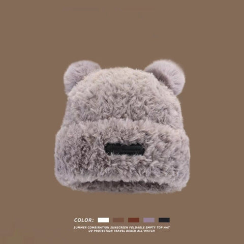 Cute Bear Ear Plush Hat – Cozy, Face-Flattering, Ear-Protection