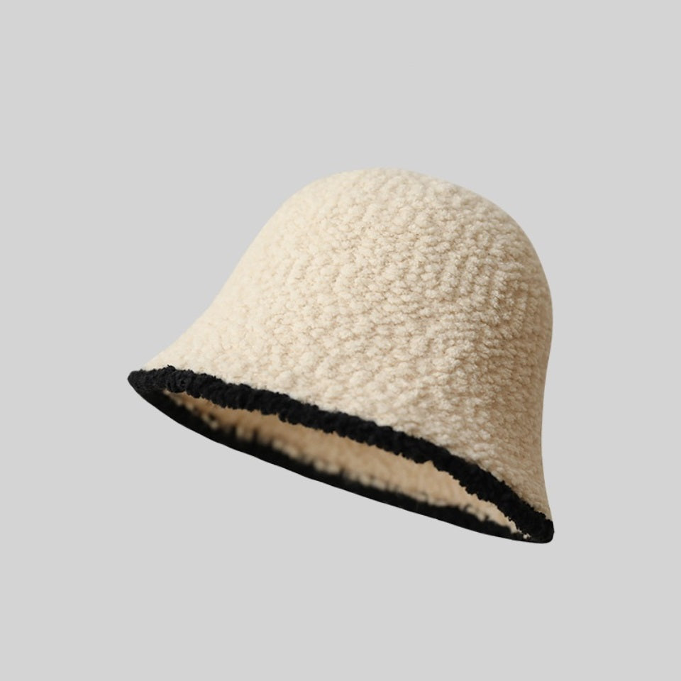 Chic Faux Lamb Wool Bucket Hat for Women – Elegant, Warm & Trendy