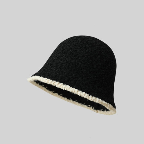 Chic Faux Lamb Wool Bucket Hat for Women – Elegant, Warm & Trendy