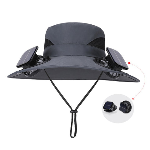 Solar Fan Hat for Outdoor Use – Wide Brim, UV Protection, No-Collapse Design for Hiking & Fishing