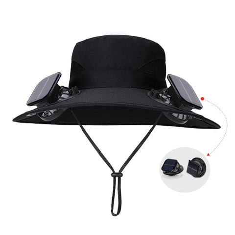 Solar Fan Hat for Outdoor Use – Wide Brim, UV Protection, No-Collapse Design for Hiking & Fishing