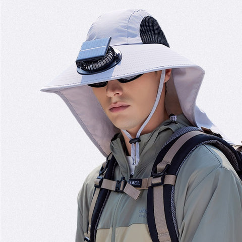 Sunshade & UV Protection Outdoor Wide-Brim Fisherman Hat with Neck Flap for Hiking and Travel