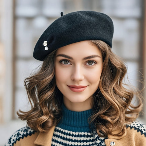 Women’s Wool Beret – Classic French Beret, Solid Color Artist Style, Suitable for Women and Kids