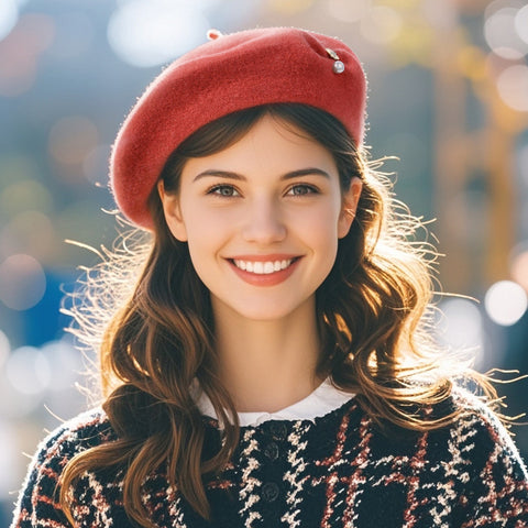 Women’s Wool Beret – Classic French Beret, Solid Color Artist Style, Suitable for Women and Kids