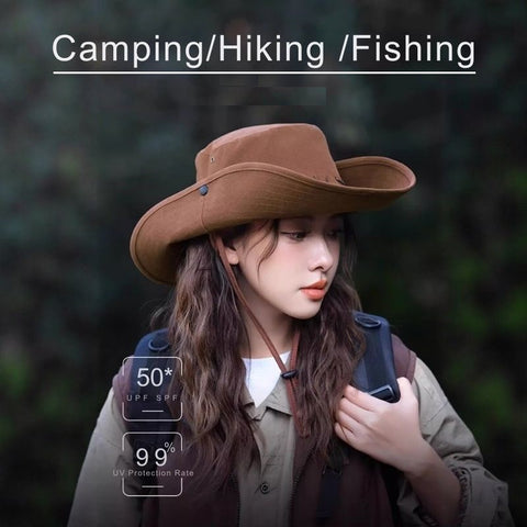 Wide Brim Western Cowgirl Hat with Wind Strap – Felt Soft Wool Cowboy Hat for Women